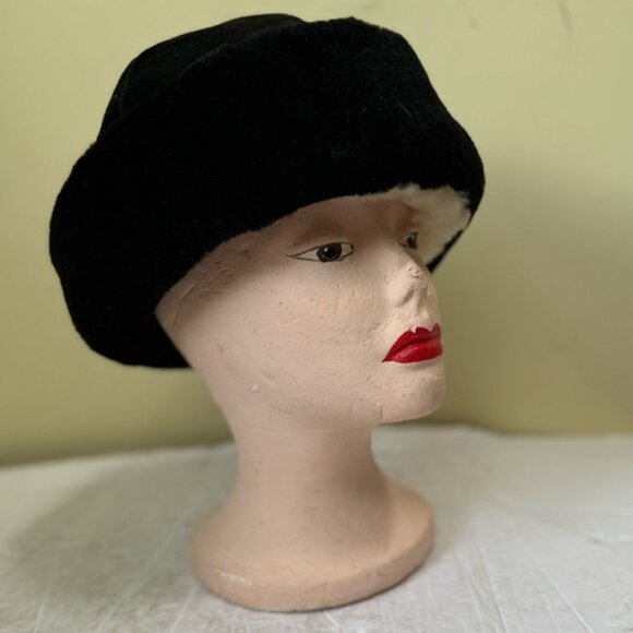 Vintage Shearling Bucket Rimmed Hat Sheepskin Fur Cozy Warm Leather Custom Fur - Picture 2 of 13